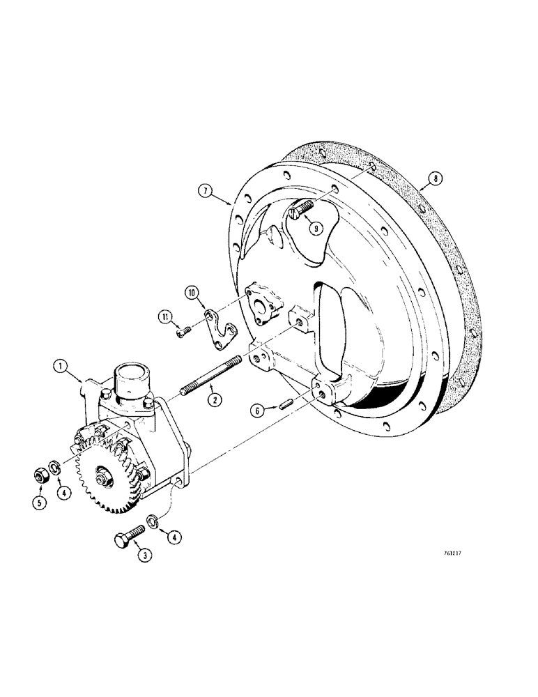 Схема запчастей Case 380CK - (122) - SELECTAMATIC PUMP AND SUPPORT PLATE (08) - HYDRAULICS