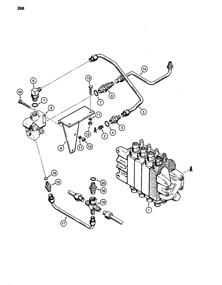 Схема запчастей Case 480D - (268) - BACKHOE BOOM LOCK HYDRAULIC CIRCUIT, 480D MODELS ONLY (35) - HYDRAULIC SYSTEMS