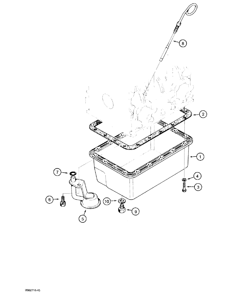 Схема запчастей Case 1818 - (2-14) - OIL PAN, DIESEL MODELS (02) - ENGINE