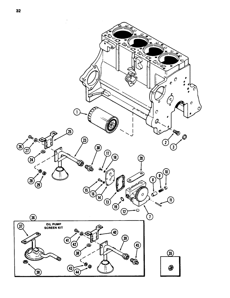 Схема запчастей Case 480LL - (032) - OIL FILTER, 188 DIESEL ENGINE/OIL PUMP (10) - ENGINE