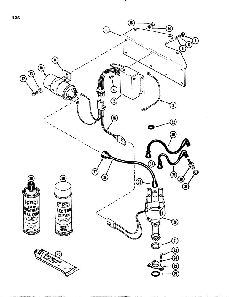 Схема запчастей Case 1845 - (126) - INDUCTION DISCHARGE SYSTEM, (159) SPARK IGNITION ENGINE (10) - ENGINE