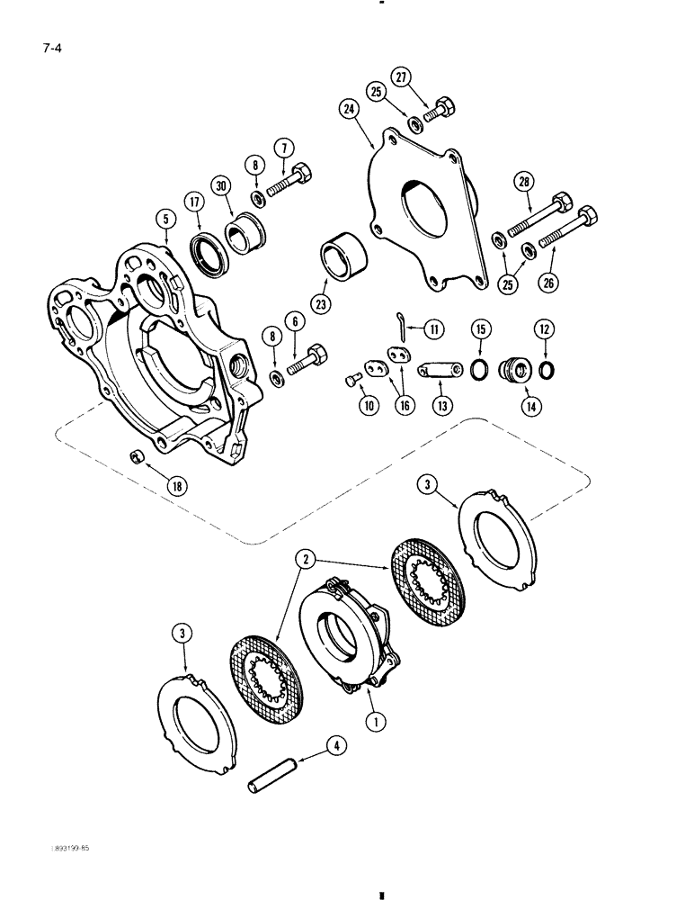 Схема запчастей Case 580K - (7-004) - PARKING BRAKE (07) - BRAKES