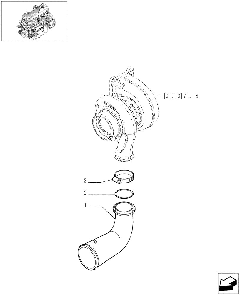 Схема запчастей Case F2CE9684C E001 - (0.24.3[01]) - TURBOBLOWER PIPES (500376112) 