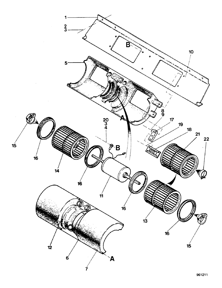 Схема запчастей Case 580G - (485A) - CAB - AIR BLOWER STARTING FROM NO. 3.804.795 UP TO NO. 3.808.596 (09) - CHASSIS/ATTACHMENTS