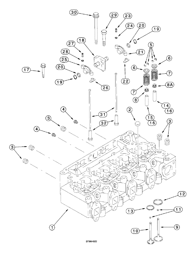 Схема запчастей Case 570LXT - (2-40) - CYLINDER HEAD AND VALVE MECHANISM, 4T-390 EMISSIONS CERTIFIED ENGINE (02) - ENGINE