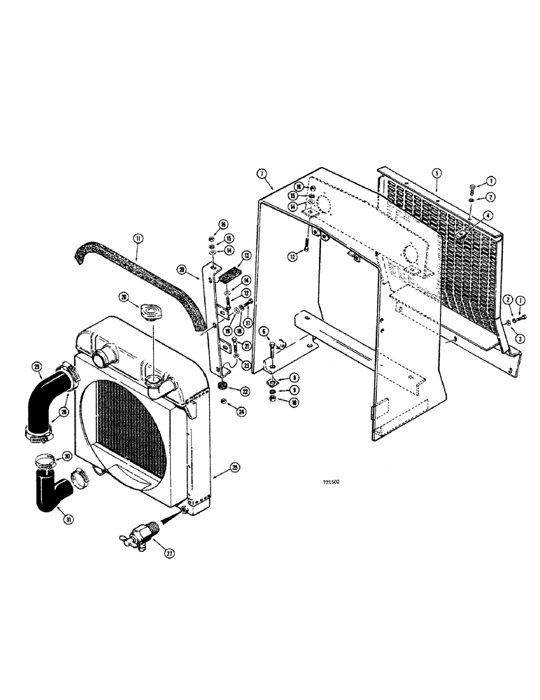 Схема запчастей Case 680CK - (156) - RADIATOR FRAME AND GRILLE, (TRACTOR SER. NO. 9108541 AND AFTER) (90) - PLATFORM, CAB, BODYWORK AND DECALS