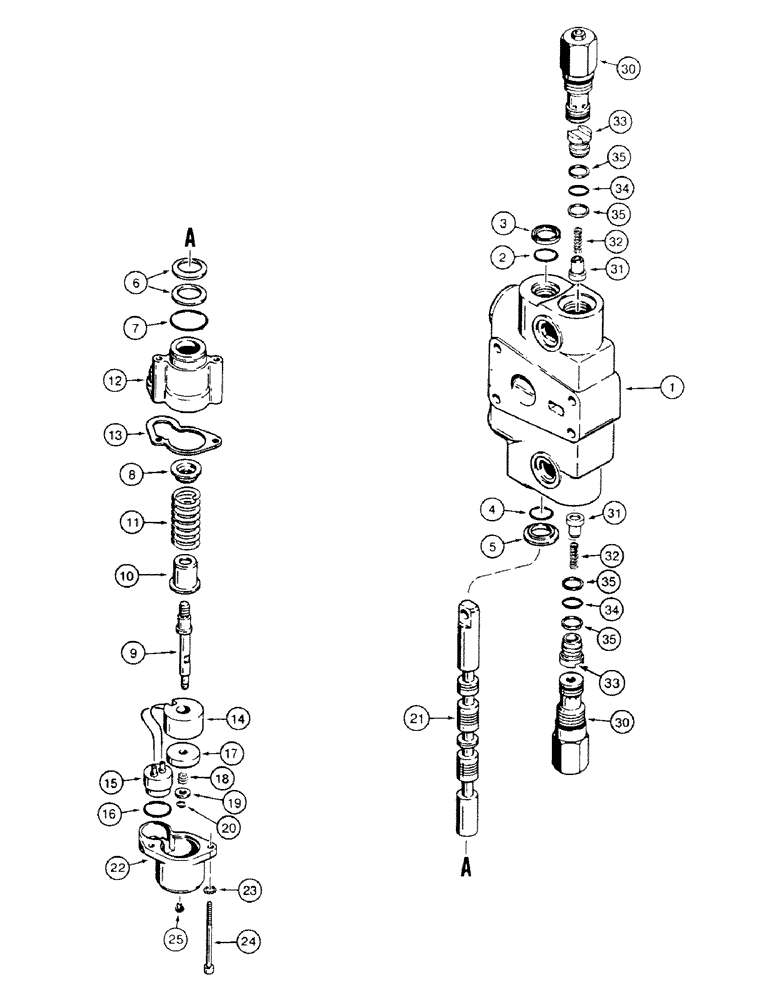 Схема запчастей Case 580SK - (8-322) - LOADER CONTROL VALVE, NOT FOR PRESTIGE, BUCKET SECTION (08) - HYDRAULICS