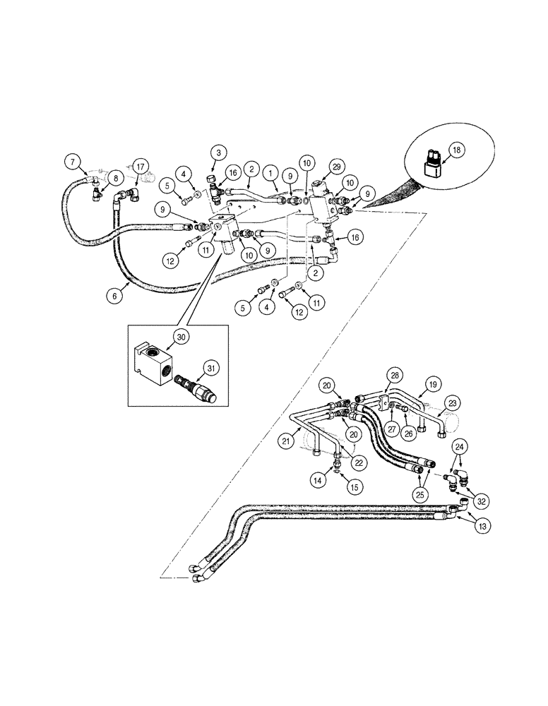 Схема запчастей Case 845 DHP - (08-024[01]) - BLADE HYDRAULIC CIRCUIT - LOCK (5 HOLES) (08) - HYDRAULICS