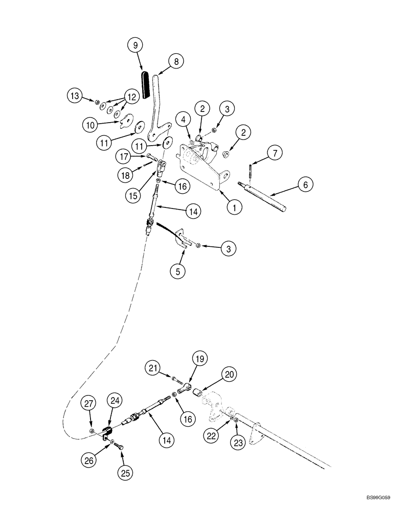 Схема запчастей Case 1150H_IND - (03-01) - CONTROLS, THROTTLE - CABLE AND HAND LEVER (03) - FUEL SYSTEM