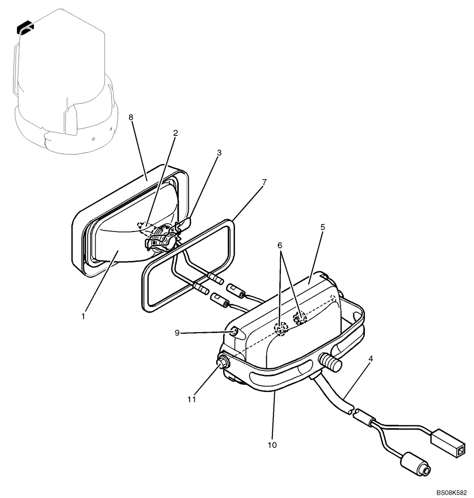 Схема запчастей Case CX27B BTW - (01-060) - LIGHT ASSY (PW80S00004F1) (55) - ELECTRICAL SYSTEMS