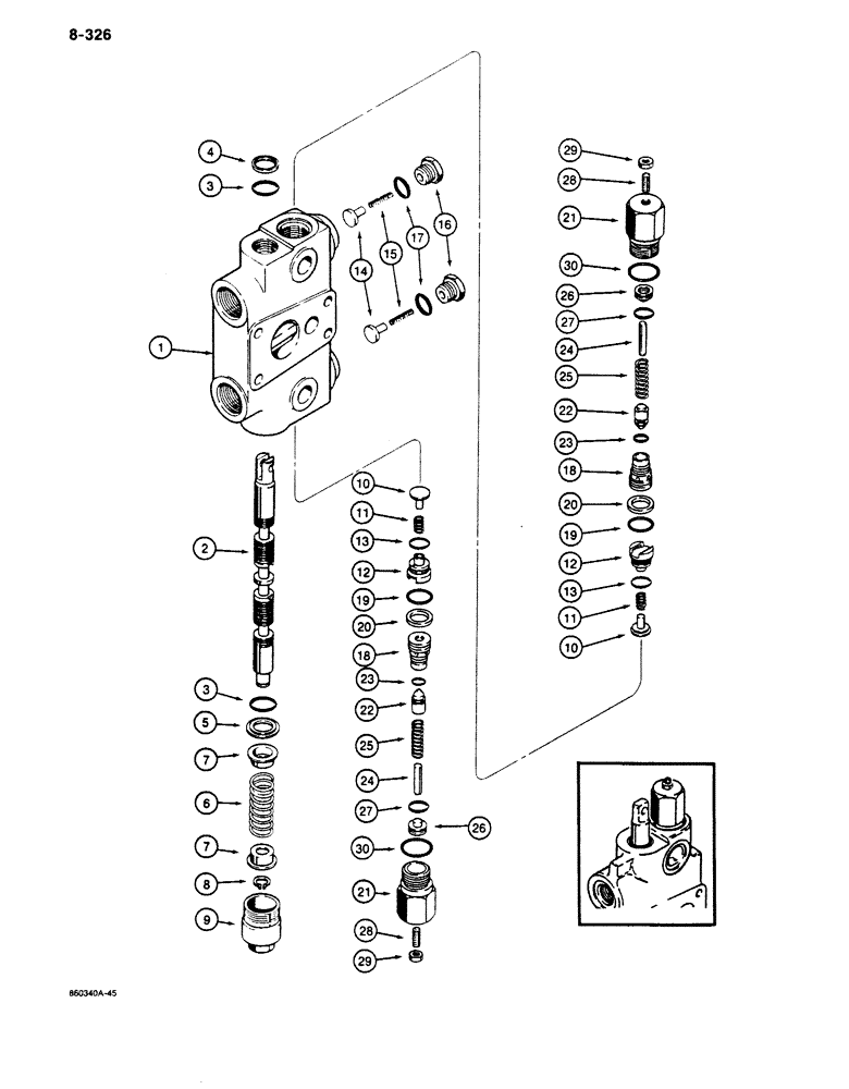 Схема запчастей Case 680K - (8-326) - BACKHOE CONTROL VALVE, SWING SECTION (08) - HYDRAULICS