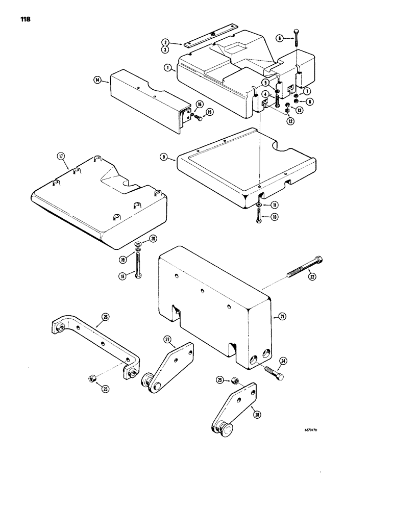 Схема запчастей Case 26S - (118) - COUNTERWEIGHTS, 310G, 350 & 450 CRAWLERS, FRONT MOUNTED COUNTERWEIGHT, MDL. 310G & 350 CRAWLERS ONLY 