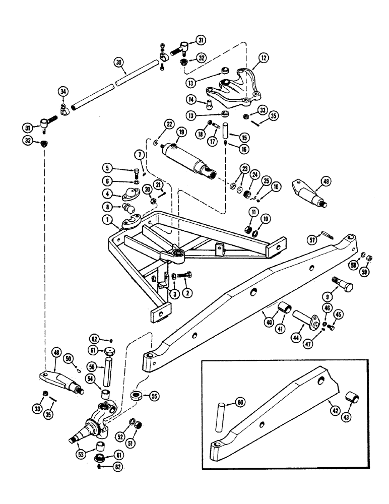 Схема запчастей Case 680CK - (077A) - FRONT AXLE & TIE RODS, USED PRIOR TO LOADER SER. NO. 9100861 