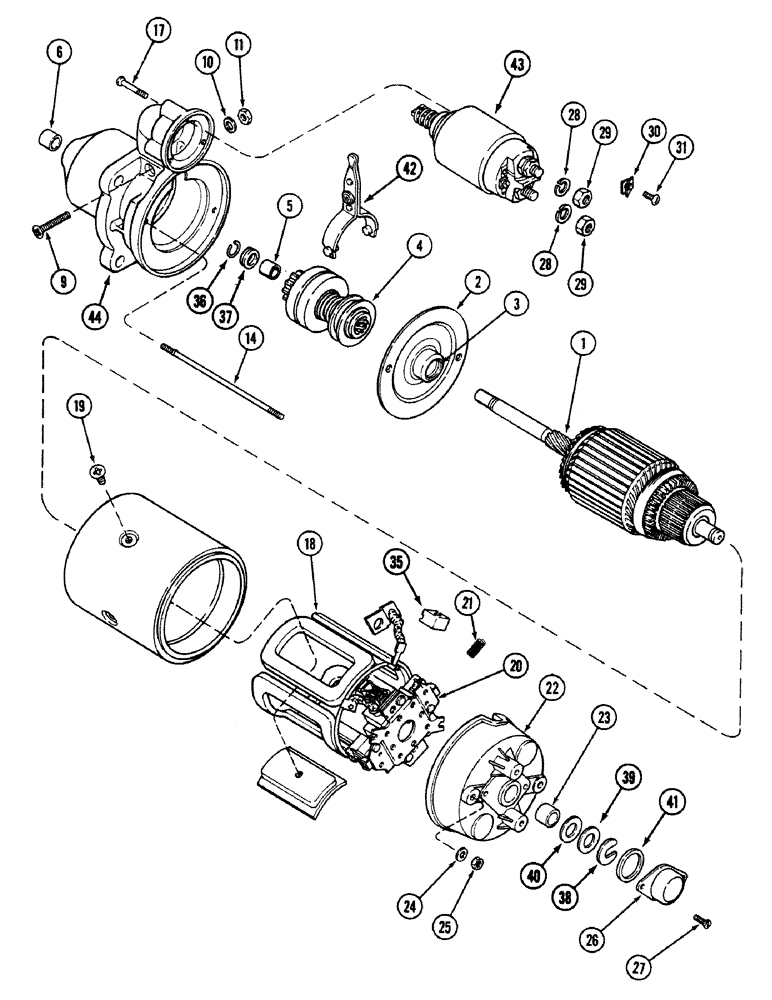 Схема запчастей Case 580SK - (4-44) - STARTER (04) - ELECTRICAL SYSTEMS