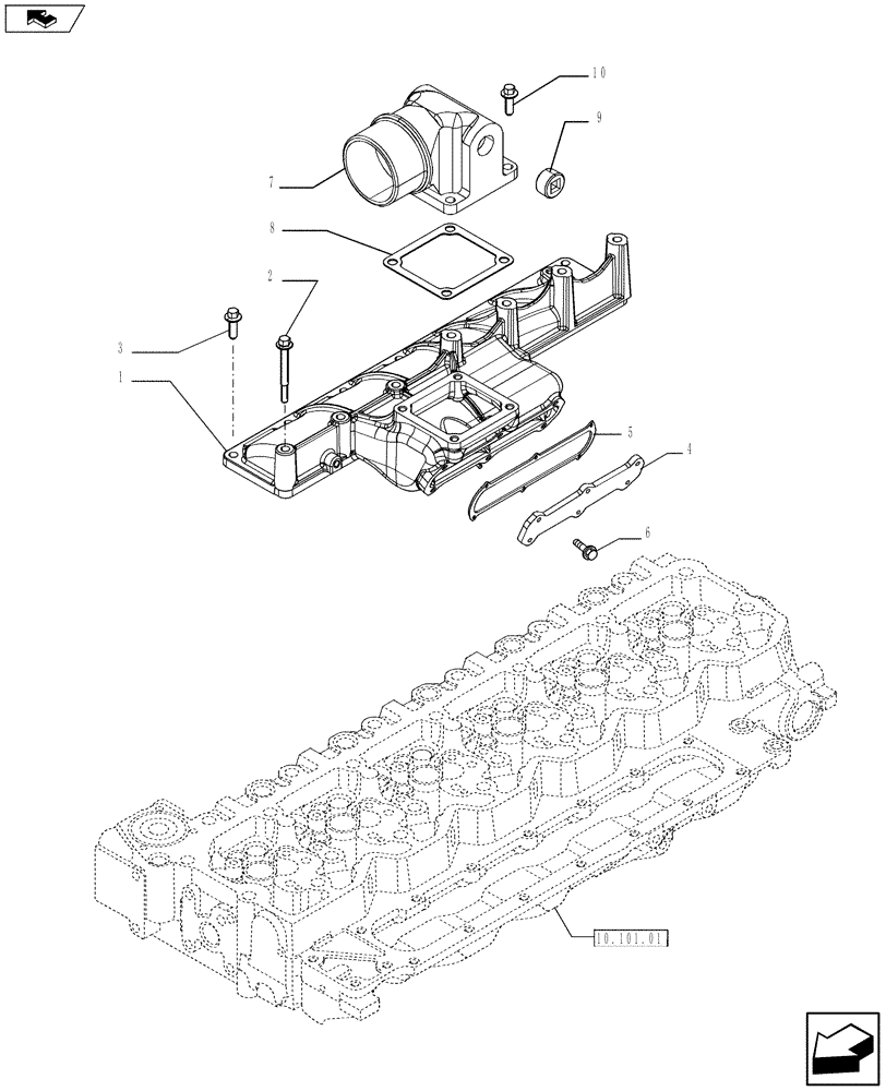 Схема запчастей Case F4HFE613R A004 - (10.254.01) - INTAKE MANIFOLD - ENGINE AIR INTAKE (504114394 - 504165154) (10) - ENGINE