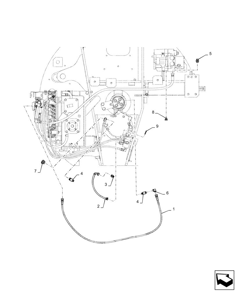 Схема запчастей Case CX36B - (01-063[02]) - CONTROL LINES, VALVE (WITH A PUMP Z PORT) (35) - HYDRAULIC SYSTEMS