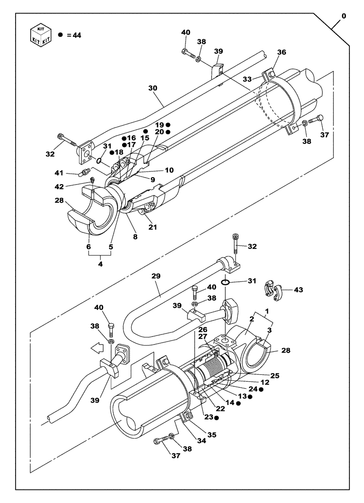 Схема запчастей Case CX470C - (08-302-00[01]) - DIPPER CYLINDER - WITHOUT SAFETY VALVE (07) - HYDRAULIC SYSTEM