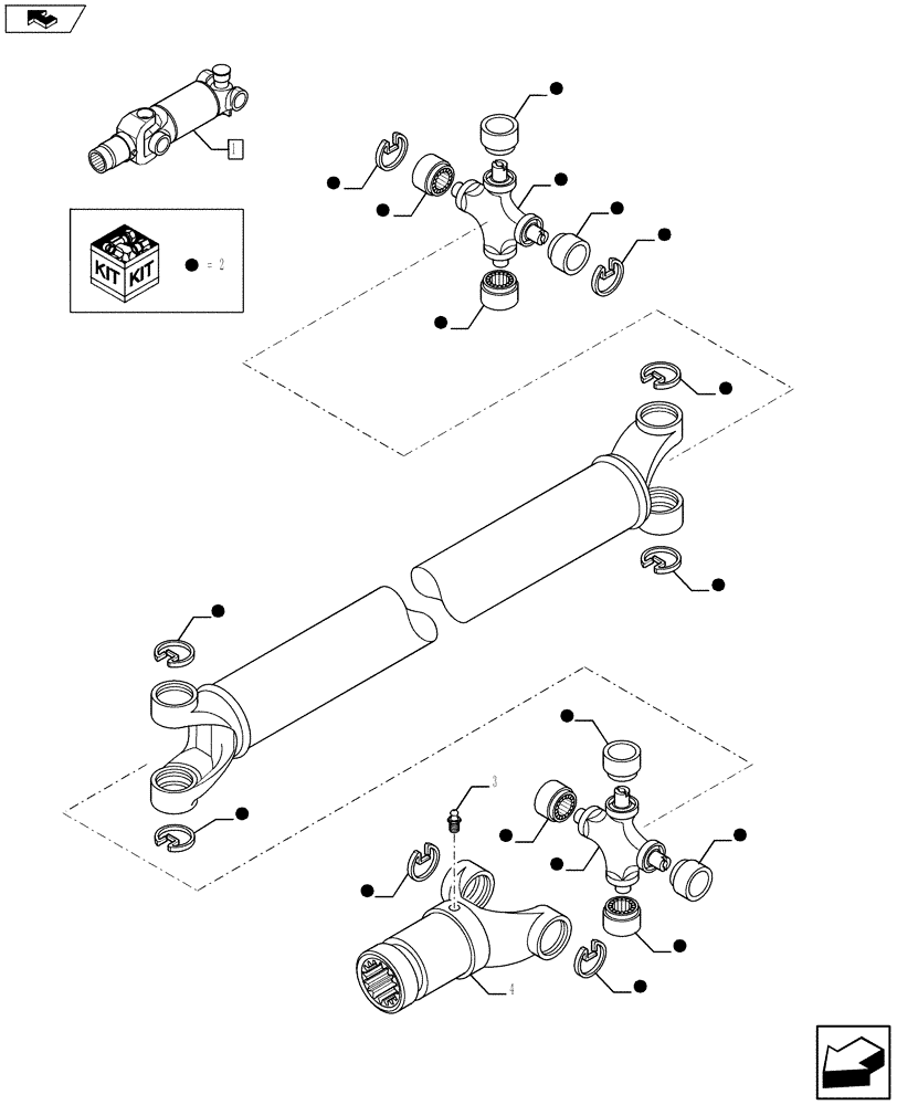 Схема запчастей Case 590SN - (27.100.1001) - DRIVESHAFT - REAR AXLE (27) - REAR AXLE SYSTEM