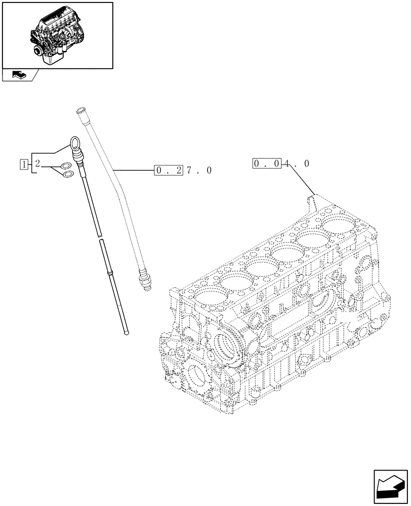 Схема запчастей Case F3BE0684J E902 - (0.27.1) - OIL DIPSTICK (504121041) 