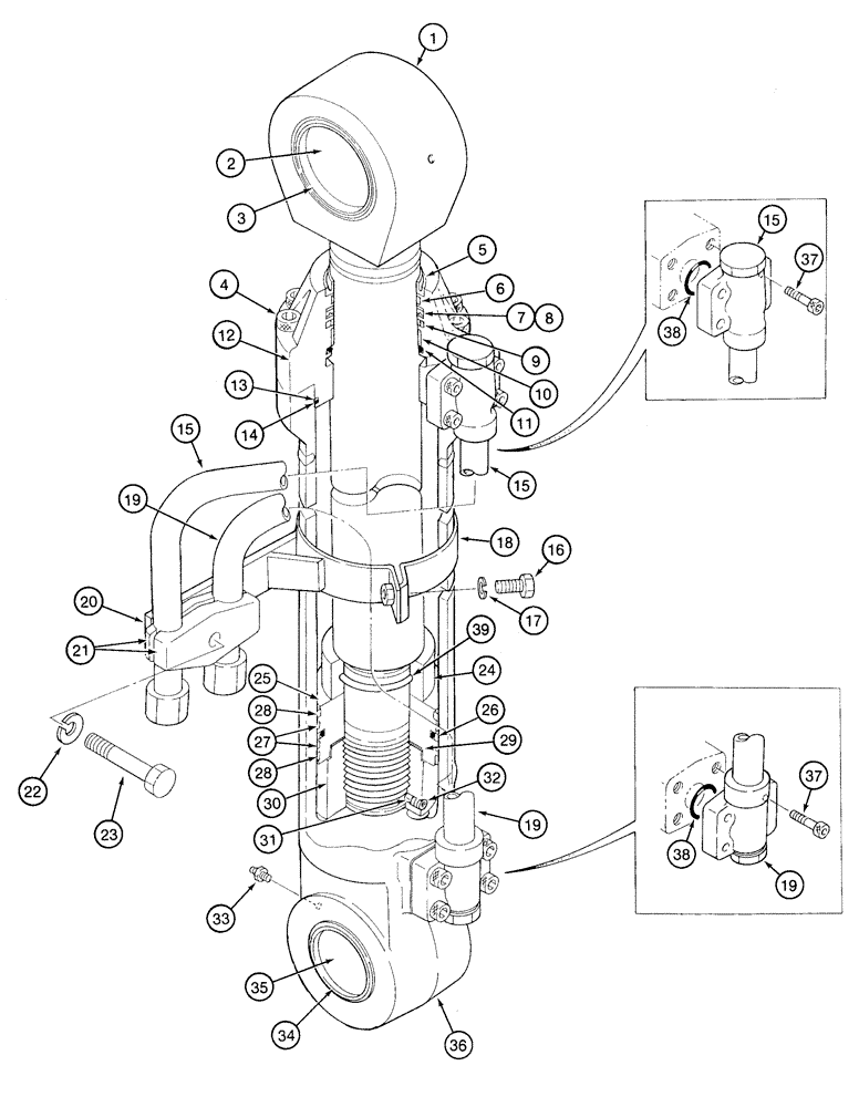 Схема запчастей Case 9020 - (8-094) - BOOM CYLINDERS (08) - HYDRAULICS