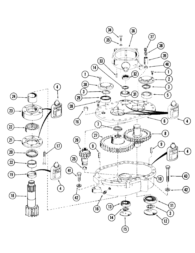 Схема запчастей Case 980 - (139E) - SWING REDUCER AND BRAKE HOUSING, (USED WITH SERIAL NUMBER 6203593 AND AFTER) (07) - HYDRAULIC SYSTEM