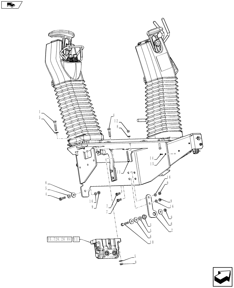 Схема запчастей Case 590SN - (35.726.26[02]) - CONTROL, TOWER STRUCTURE (35) - HYDRAULIC SYSTEMS