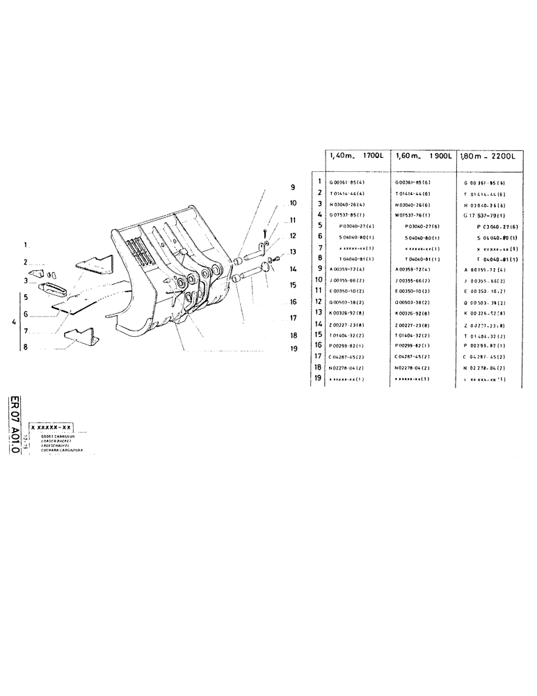 Схема запчастей Case RC200 - (117[2]) - LOADER BUCKET - 1,80 M, 2200 L 