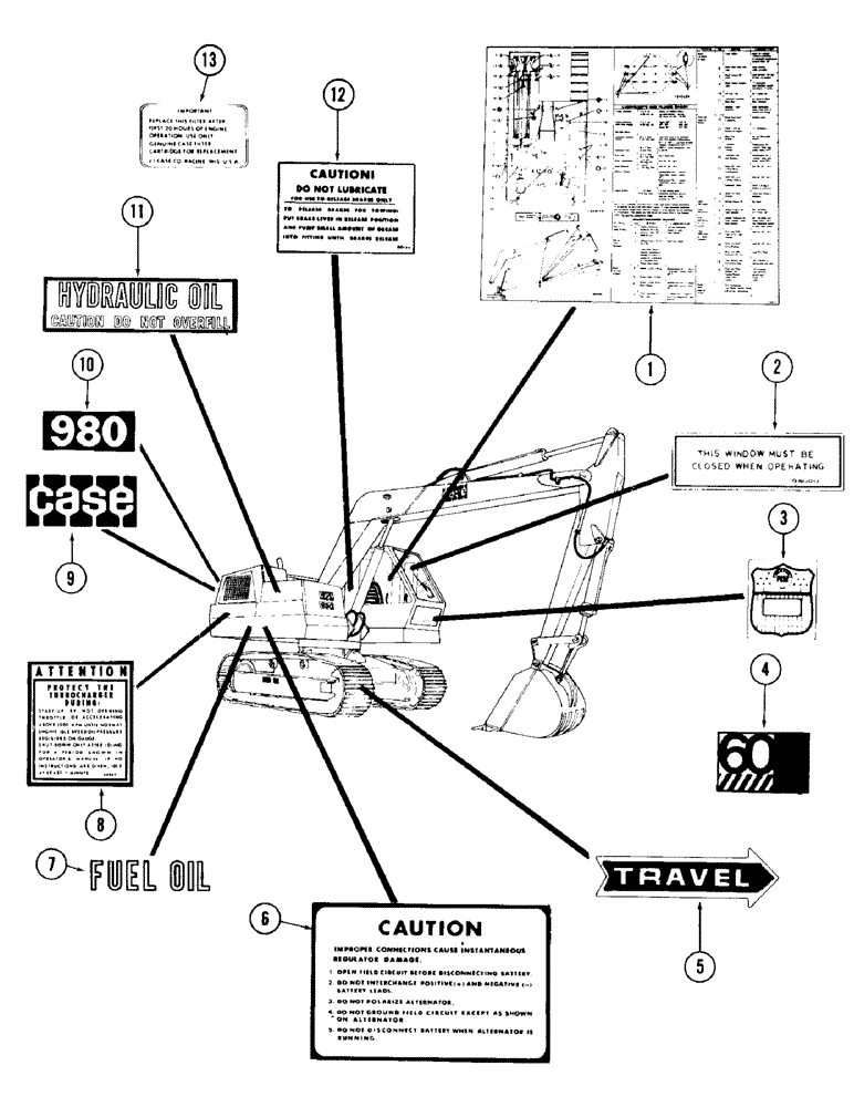 Схема запчастей Case 980 - (219A) - DECALS (05) - UPPERSTRUCTURE CHASSIS