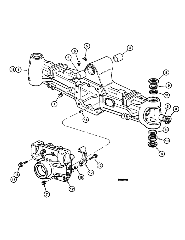 Схема запчастей Case 660 - (6-38) - FRONT AND REAR DRIVE AXLE - H672824, AXLE HOUSING (06) - POWER TRAIN