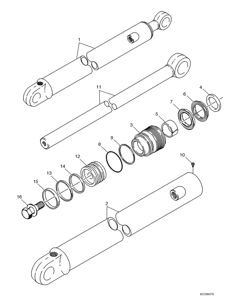 Схема запчастей Case 590SM - (08-70) - CYLINDER ASSY - BACKHOE EXTENDABLE DIPPER (08) - HYDRAULICS