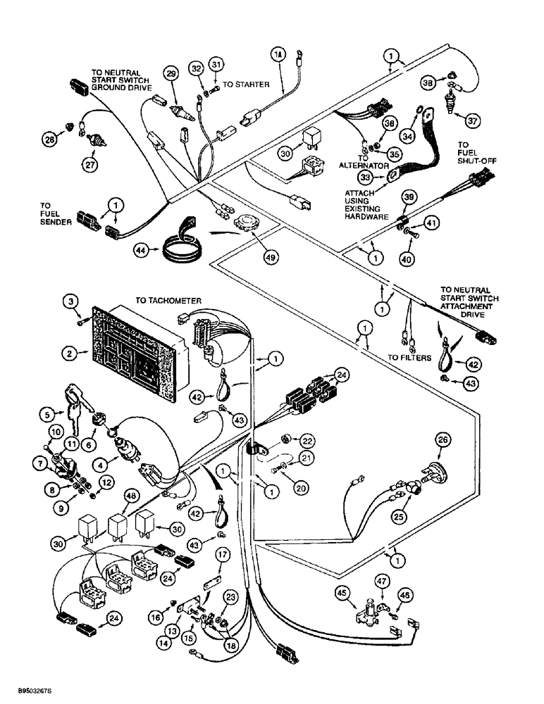 Схема запчастей Case 560 - (4-11A) - MAIN WIRING HARNESS AND CONNECTIONS, WITH SEAT INTERLOCK SYSTEM (04) - ELECTRICAL SYSTEMS