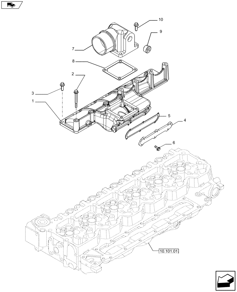 Схема запчастей Case F4HFE613T A004 - (10.254.01) - INTAKE MANIFOLD - ENGINE AIR INTAKE (2854533 - 2854979) (10) - ENGINE