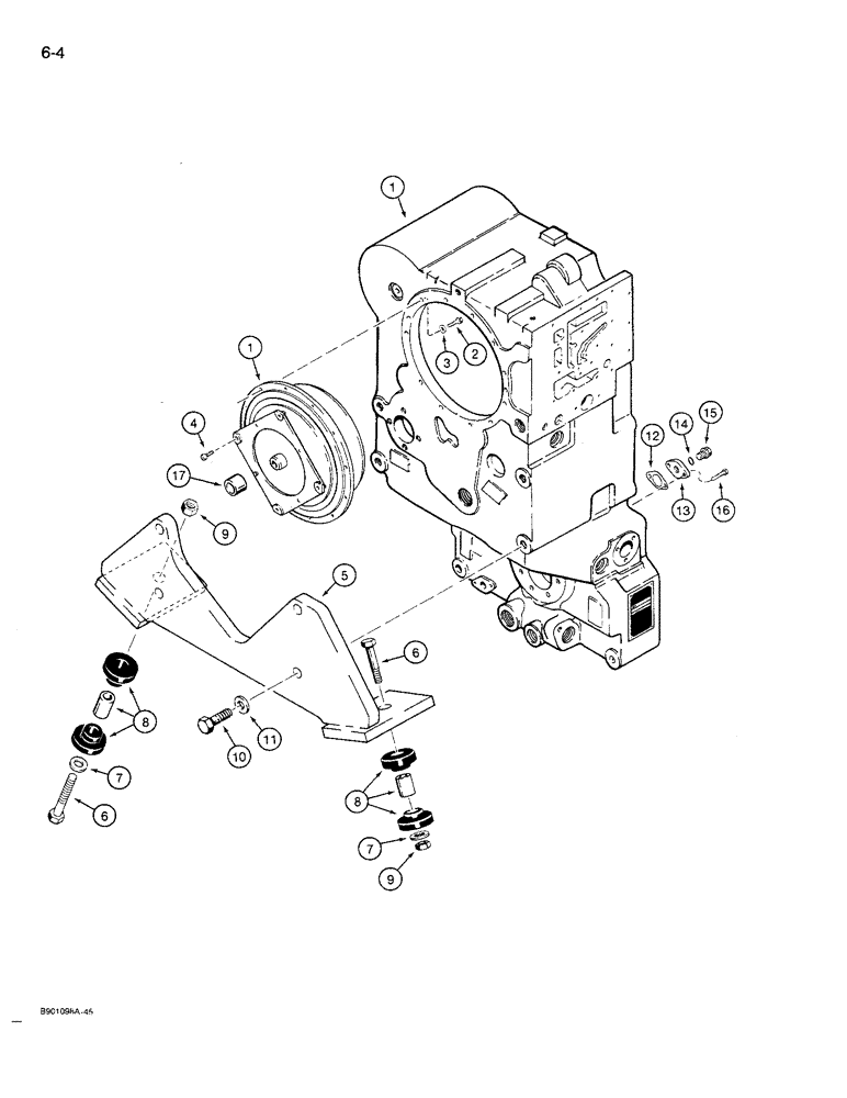 Схема запчастей Case 621 - (6-04) - TRANSMISSION MOUNTING (06) - POWER TRAIN