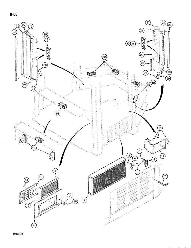 Схема запчастей Case 621 - (9-58) - CAB FILTERS, VENTS, AND LOUVERS (09) - CHASSIS/ATTACHMENTS