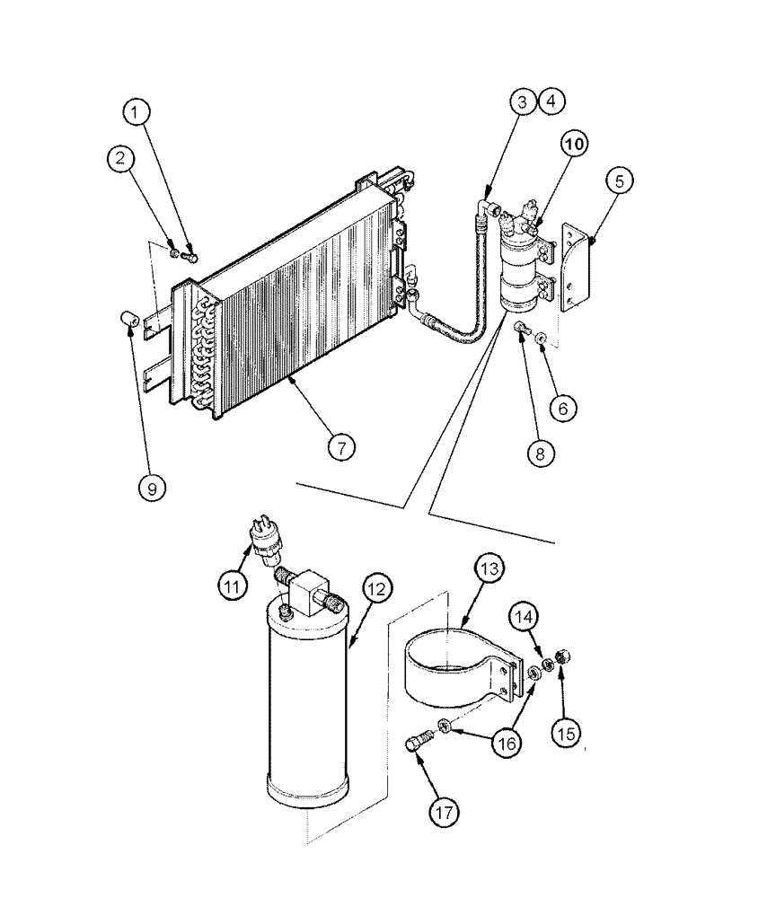 Схема запчастей Case 865 DHP - (9-090) - AIR CONDITIONING - CONDENSER MOUNTING (09) - CHASSIS