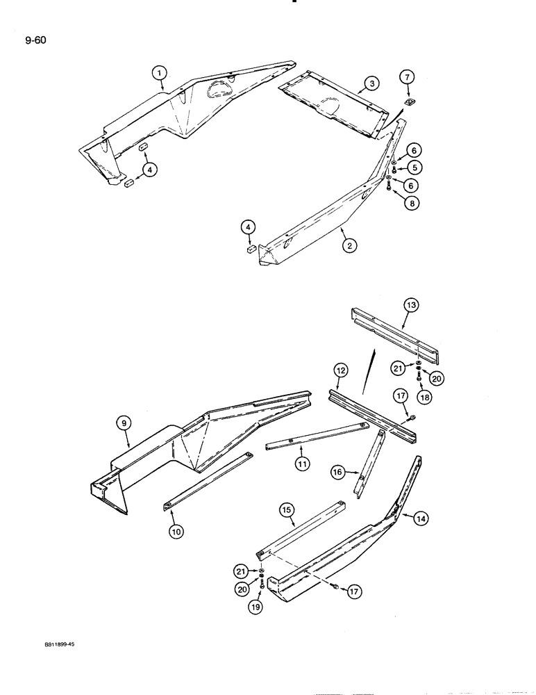 Схема запчастей Case 821 - (9-060) - LOWER CAB AND CANOPY COVERS (09) - CHASSIS/ATTACHMENTS