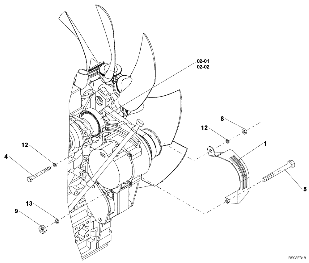 Схема запчастей Case SV210 - (04-18[01]) - SHIELD, ALTERNATOR (GROUP 595) (ND138844) (04) - ELECTRICAL SYSTEMS