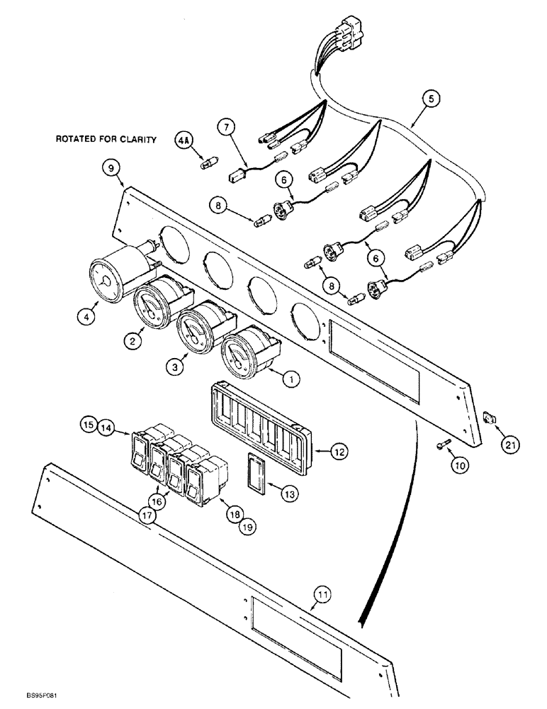 Схема запчастей Case 721B - (4-10) - OPTIONAL GAUGES AND OVERHEAD SWITCHES (04) - ELECTRICAL SYSTEMS