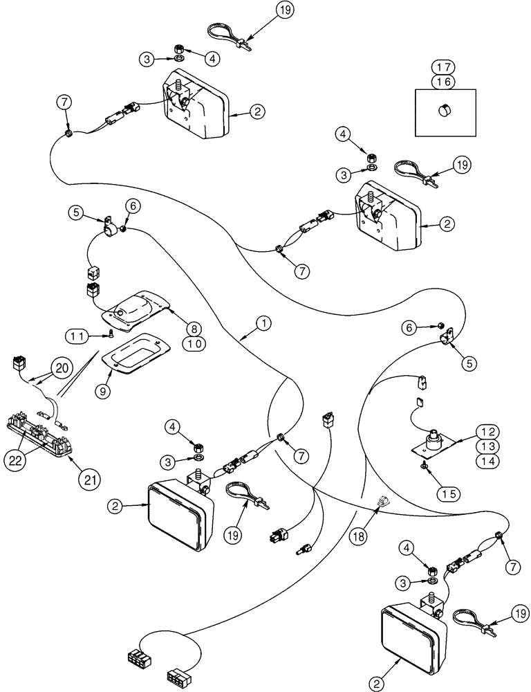 Схема запчастей Case 921C - (04-08) - HARNESS - CAB ROOF (04) - ELECTRICAL SYSTEMS