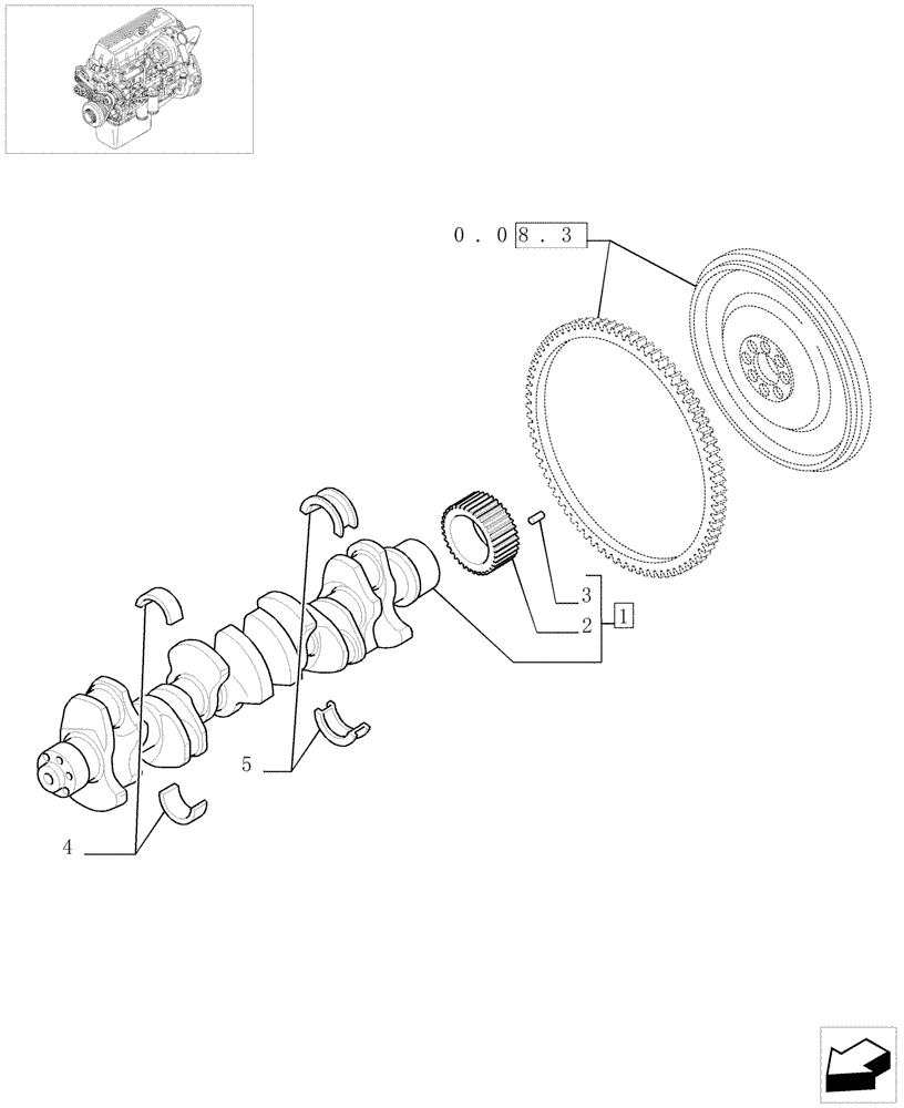 Схема запчастей Case F3AE0684D B001 - (0.08.0[01]) - CRANKSHAFT & RELATED PARTS (500321101) 