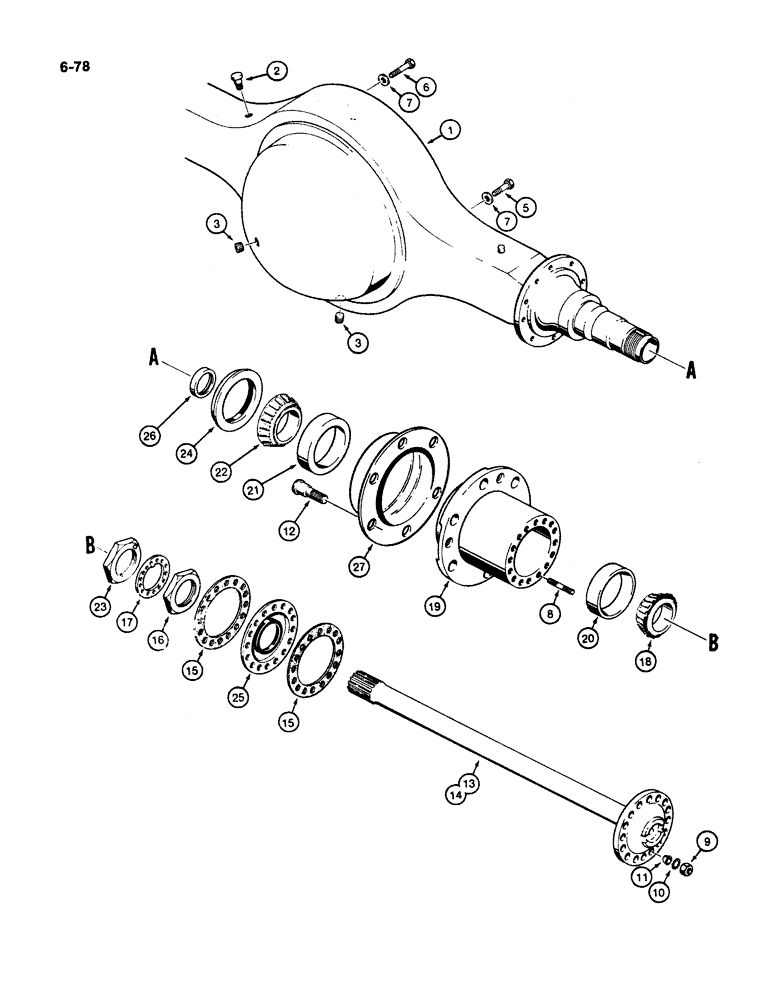 Схема запчастей Case W11B - (6-078) - AXLE HOUSING (06) - POWER TRAIN