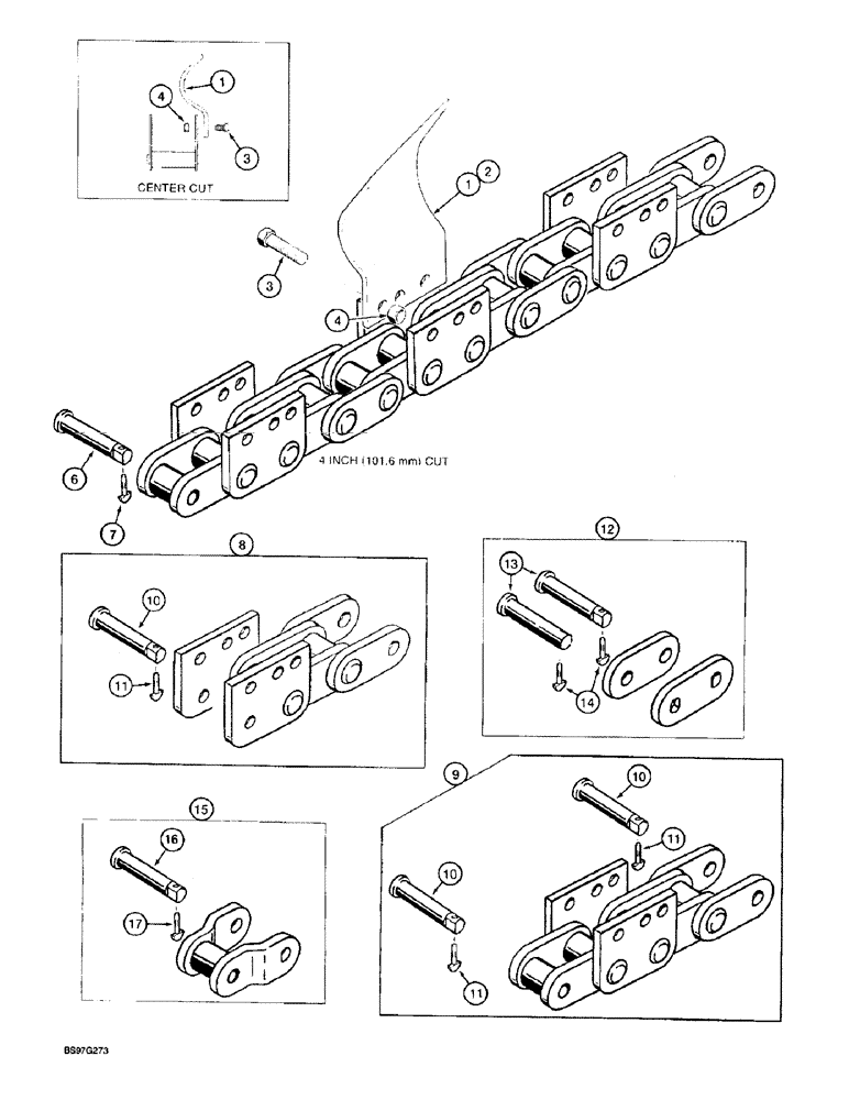 Схема запчастей Case TF300 - (9-32) - DIGGING TEETH AND CHAIN, STANDARD DUTY 164 DIGGING CHAIN (34 (09) - CHASSIS/ATTACHMENTS