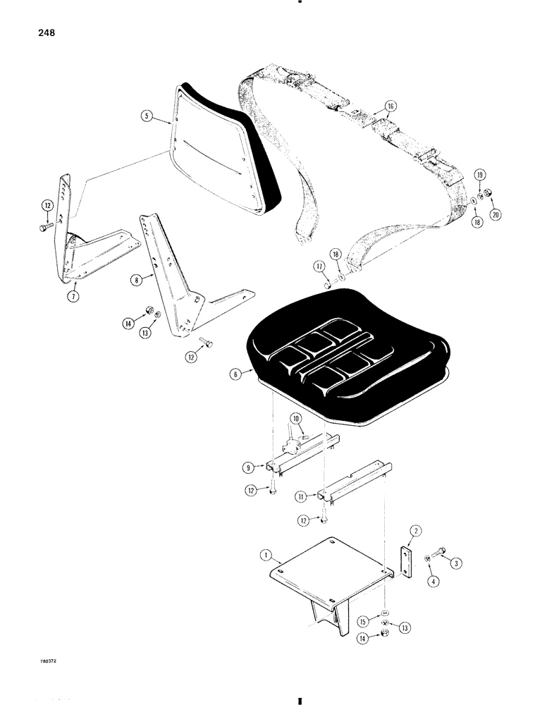 Схема запчастей Case W11 - (248) - STANDARD SEAT AND SEAT BELTS (09) - CHASSIS/ATTACHMENTS