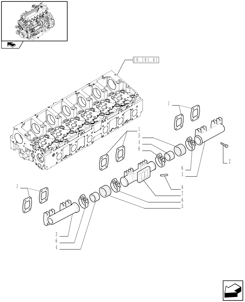 Схема запчастей Case F2CE9684U E151 - (10.254.05) - EXHAUST MANIFOLD (504168329) (01) - ENGINE