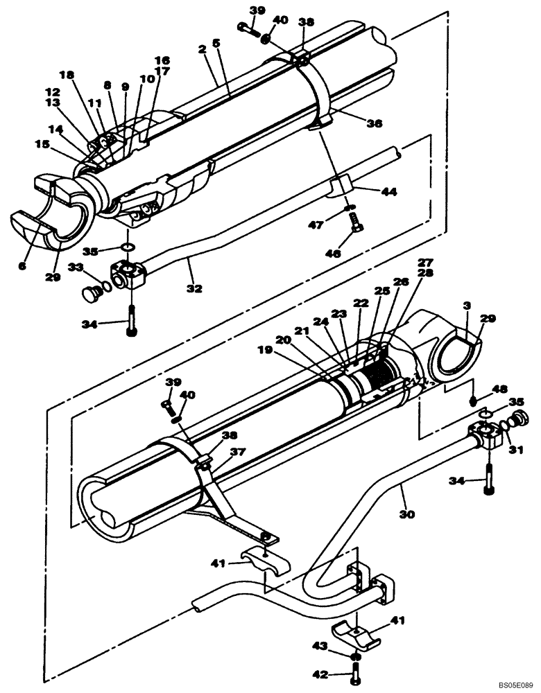 Схема запчастей Case CX460 - (08-95B) - CYLINDER ASSY, BOOM, RIGHT HAND - MODELS WITHOUT LOAD HOLD (08) - HYDRAULICS