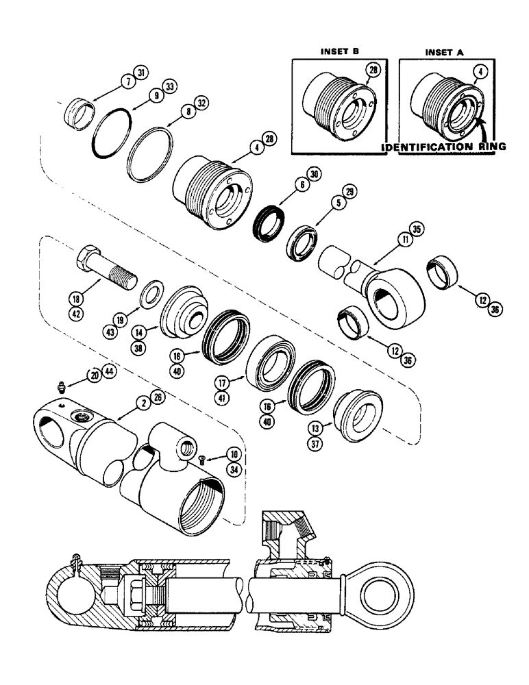 Схема запчастей Case 33 - (268) - G33558 LOADER HYDRA-LEVELING CYLINDER, 3" DIA. CYLINDER WITH 9-15/16" STROKE W/GLAND ID RING 