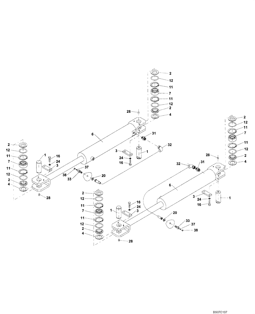 Схема запчастей Case SV210 - (05-03[01]) - CYLINDER, STEERING (GROUP 372) (ND131849) (05) - STEERING