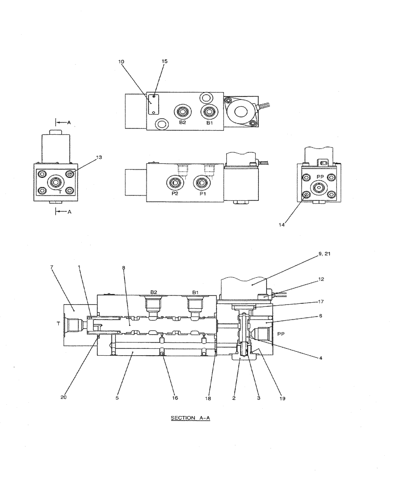 Схема запчастей Case CX31B - (07-046) - VALVE ASSY, SOLENOID, P/N PE35V00001F1,F2 (35) - HYDRAULIC SYSTEMS