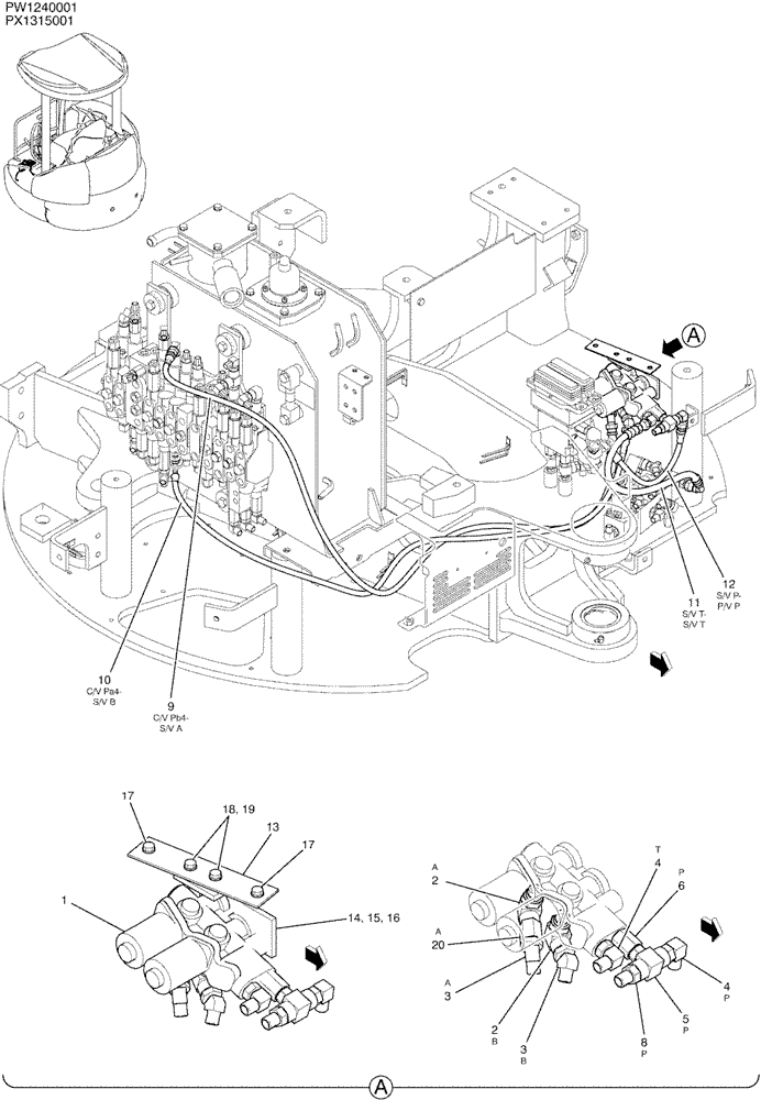 Схема запчастей Case CX36B - (01-035) - CONTROL LINES, VALVE (NIBBLER & BREAKER) (35) - HYDRAULIC SYSTEMS