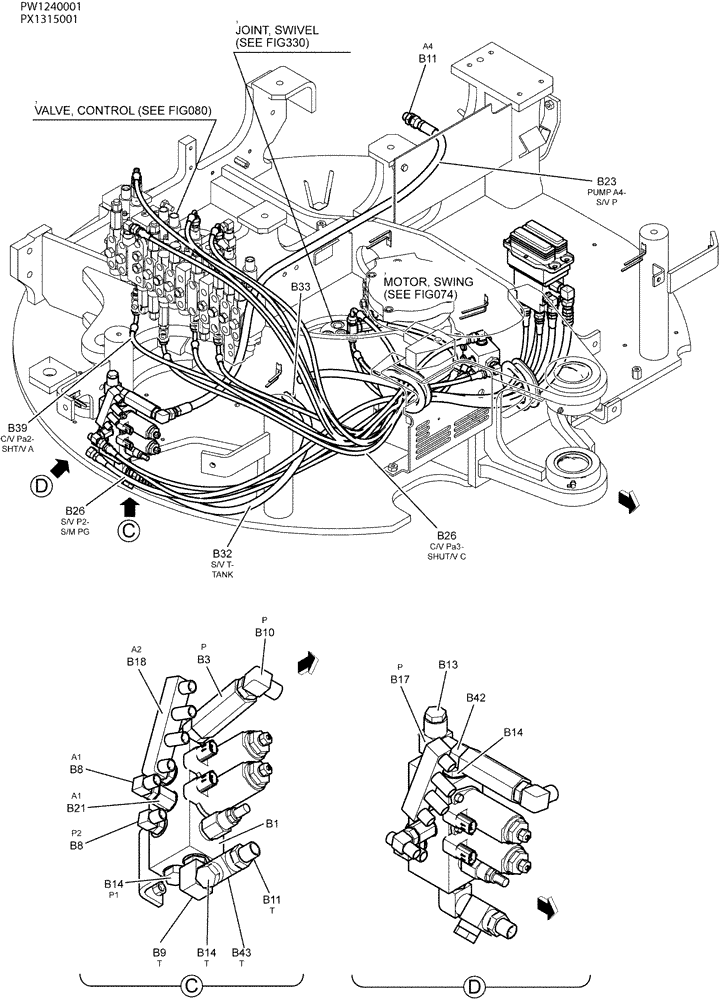 Схема запчастей Case CX36B - (05-008[02]) - CONTROL LINES, REMOTE (35) - HYDRAULIC SYSTEMS